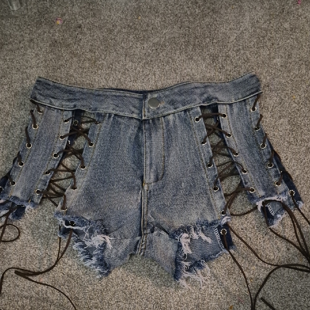 Denim Lace-Up Women's Shorts